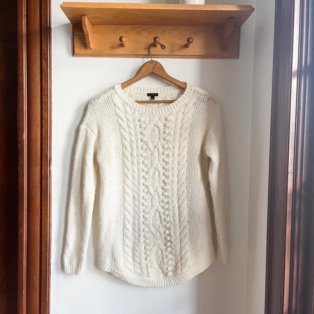 TALBOTS cream bobble knit wool sweater